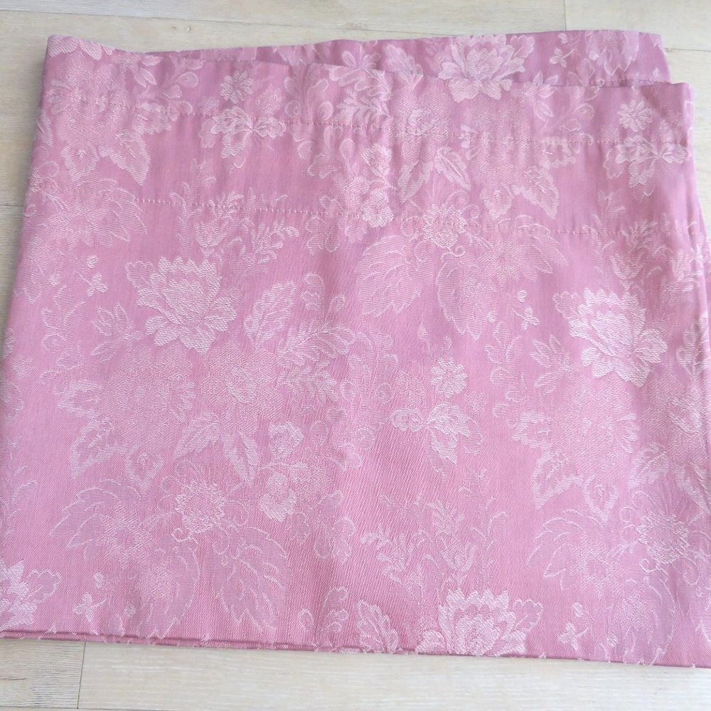 Vintage Blouson Valance Pink Brocade Floral Cottage Kitchen Café Curtain Window